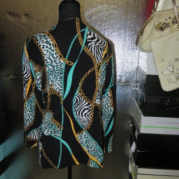La Madona Chains Zebra Cheetah Animal Print Tunic Top Blouse XL - Picture 2 of 7
